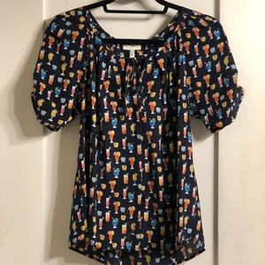Joie 100% silk navy blue blouse